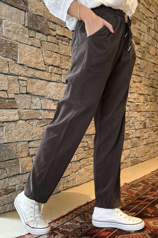 Made in Italy Baby Cord Classic Slim Jogger Chocolate